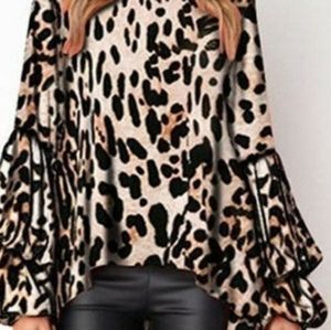 Leopard Print Long sleeve women  blouse